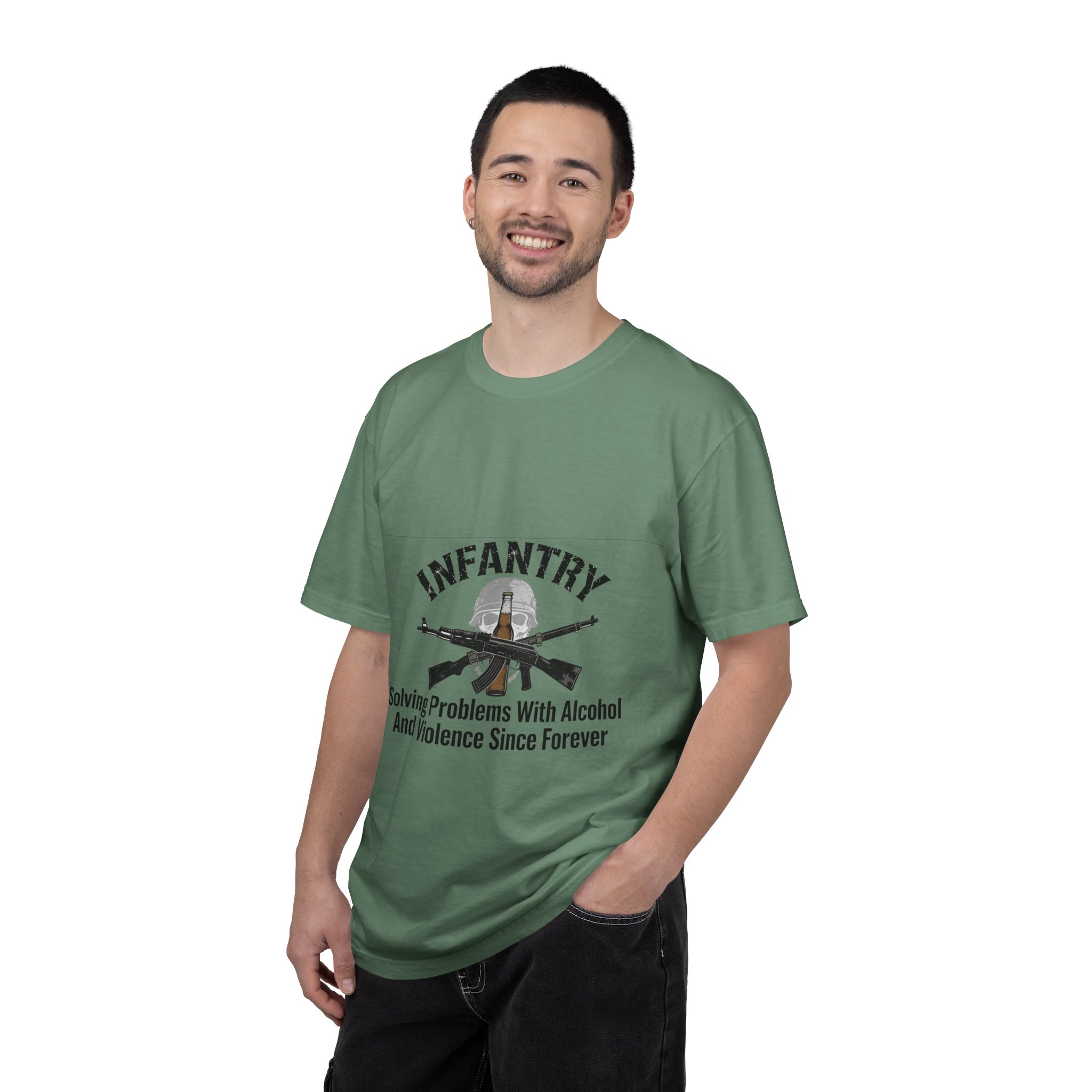 Infantry T-Shirt – "Solving Problems With Alcohol And Violence Since Forever" Military Graphic Tee - Image 28