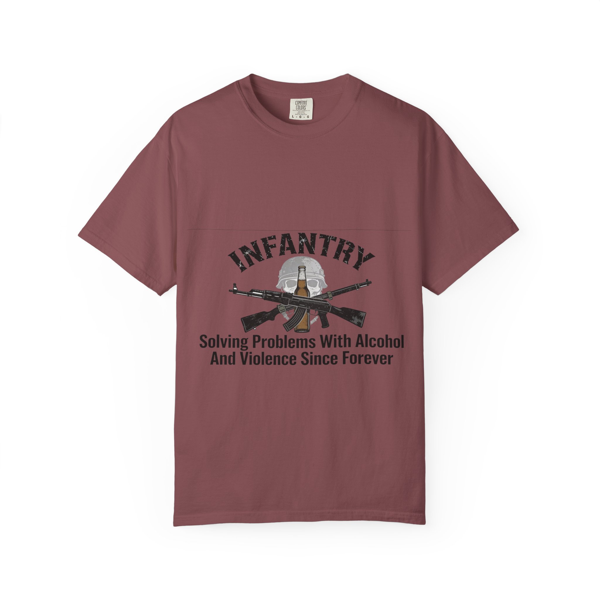 Infantry T-Shirt – "Solving Problems With Alcohol And Violence Since Forever" Military Graphic Tee - Image 5