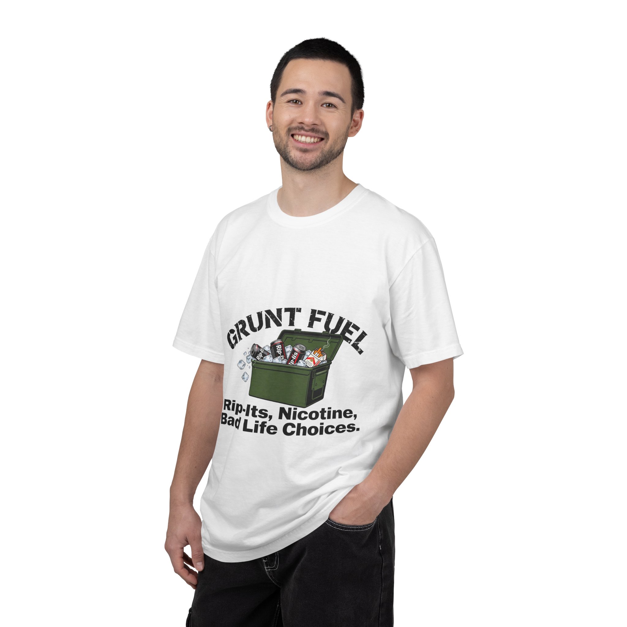 Grunt Fuel T-Shirt — 'Rip-Its, Nicotine, Bad Life Choices' Graphic Tee - Image 4