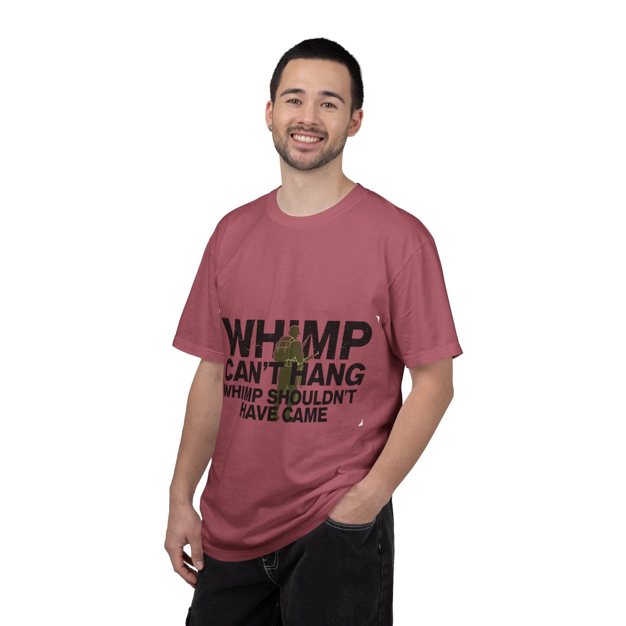 WHIMP CAN'T HANG Graphic T-Shirt — Bold Army Silhouette Statement Tee - Image 36