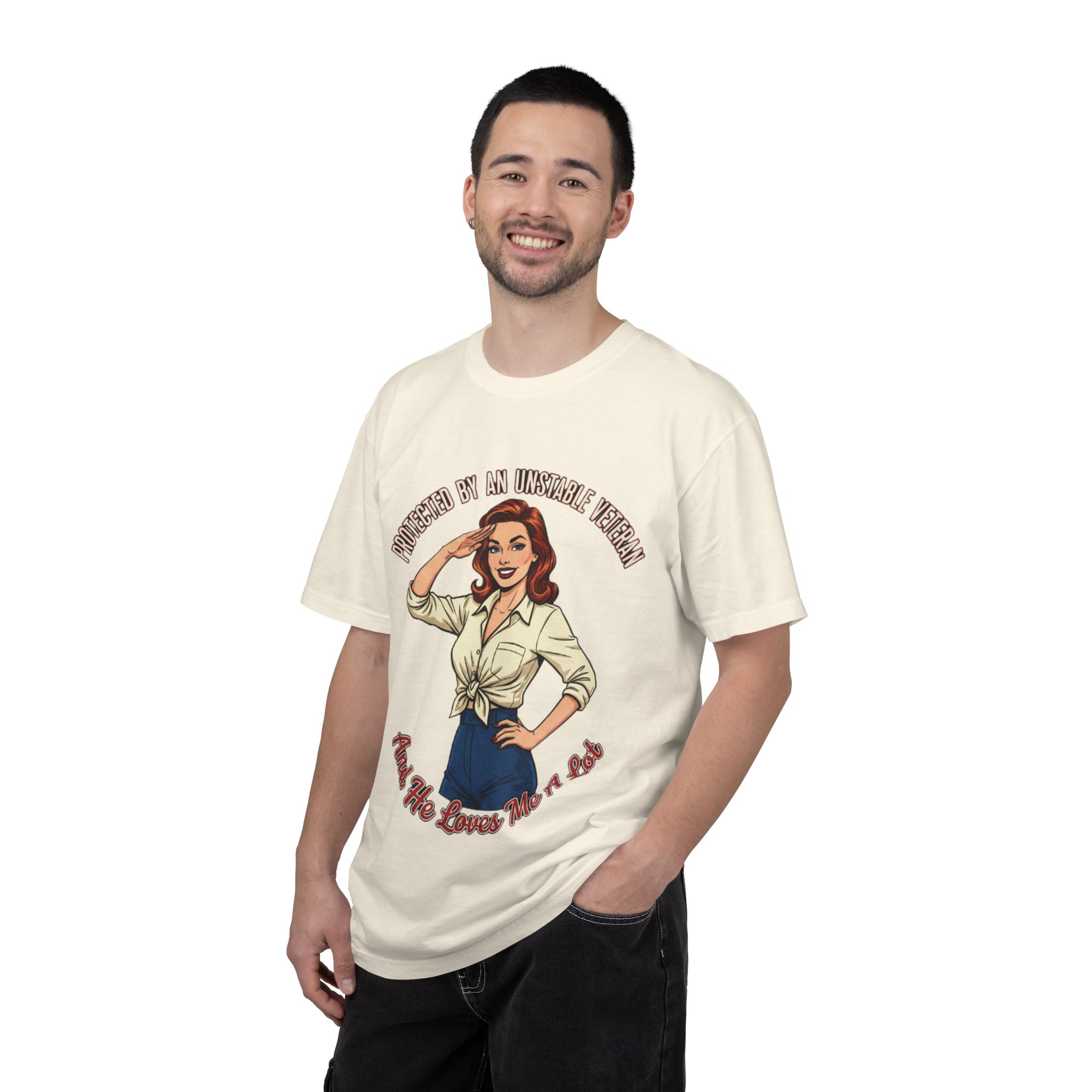 Retro Pin-Up T-Shirt — "Trained in a Nuclear Family" Vintage Woman Graphic - Image 12