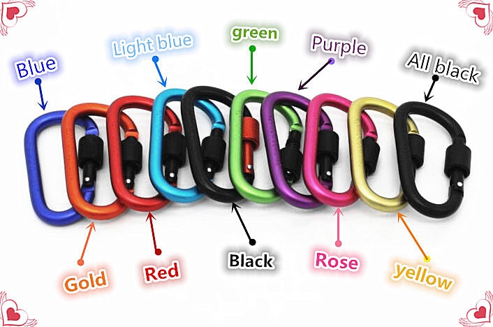 carabiner climbing 8cm locking type d quickdraw carabiner buckle buckle hanging aluminum nut backpack buckle - Image 4