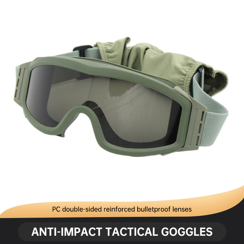Tactical military fan wind goggles CS outdoor equipment shooting protection against impact three lens set goggles - Image 2