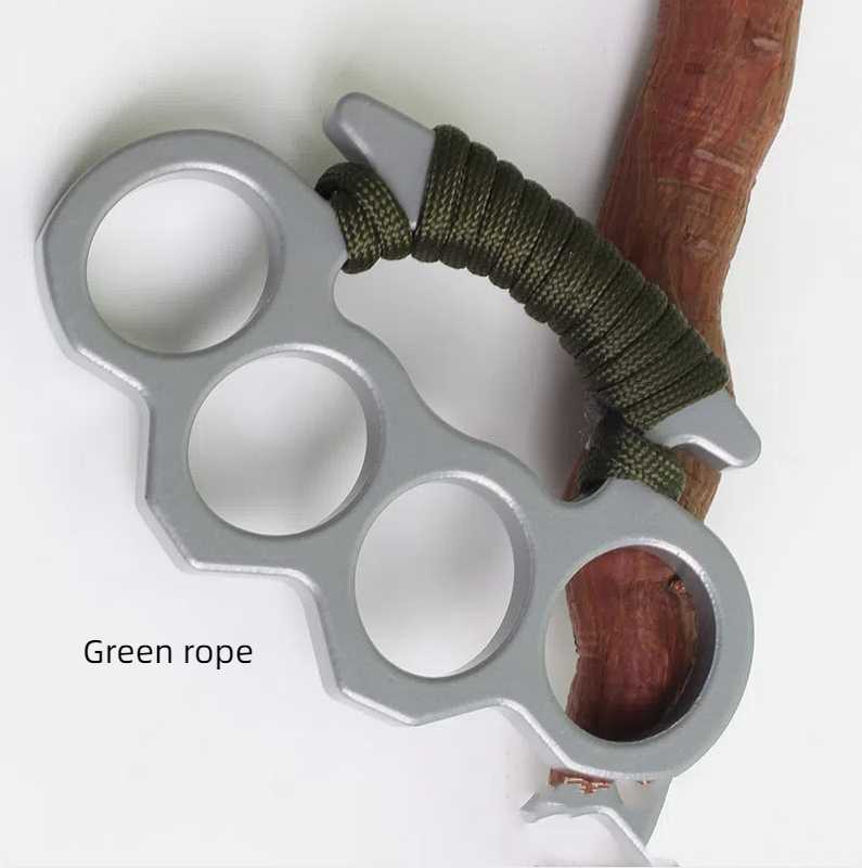 Thickened iron four finger keychain, self-defense finger, tiger finger ring, palm grip, multi-functional car window breaking ham - Image 4