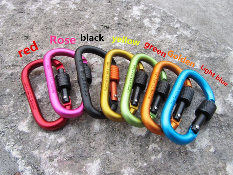carabiner climbing 8cm locking type d quickdraw carabiner buckle buckle hanging aluminum nut backpack buckle - Image 3