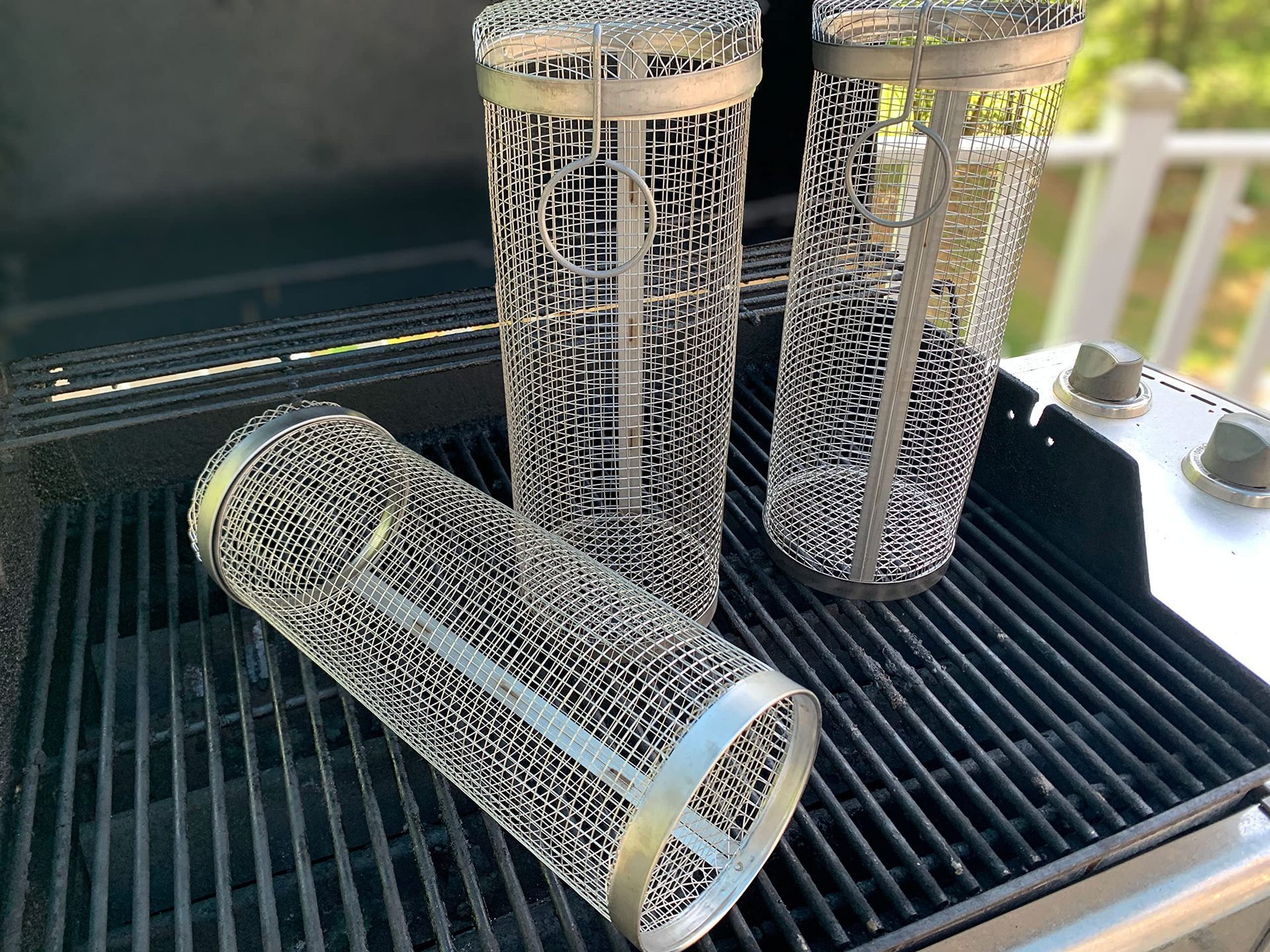 Rolling Grilling Basket Metal BBQ Barbecue Basket Net Portable Outdoor Camping Barbecue Rack Kitchen Gadgets - Image 6